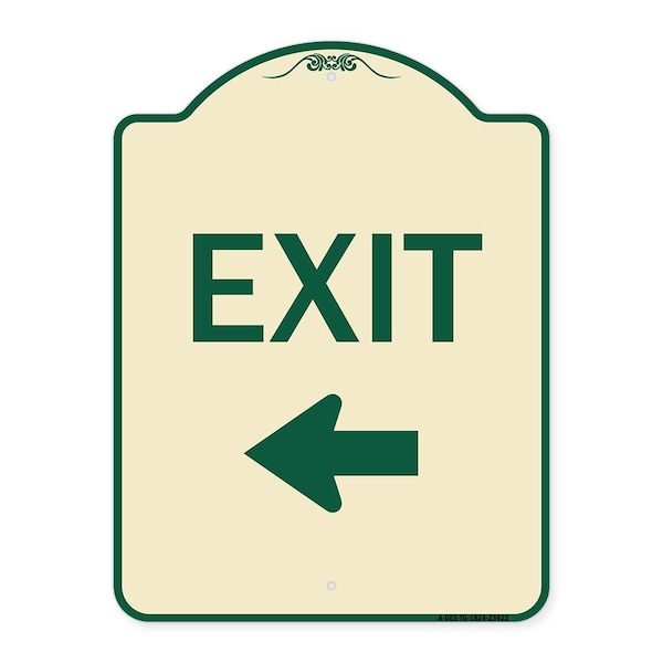 Parking Lot Exit Left Arrow Heavy-Gauge Aluminum Architectural Sign, 18" L, 24" H, TG-1824-23422